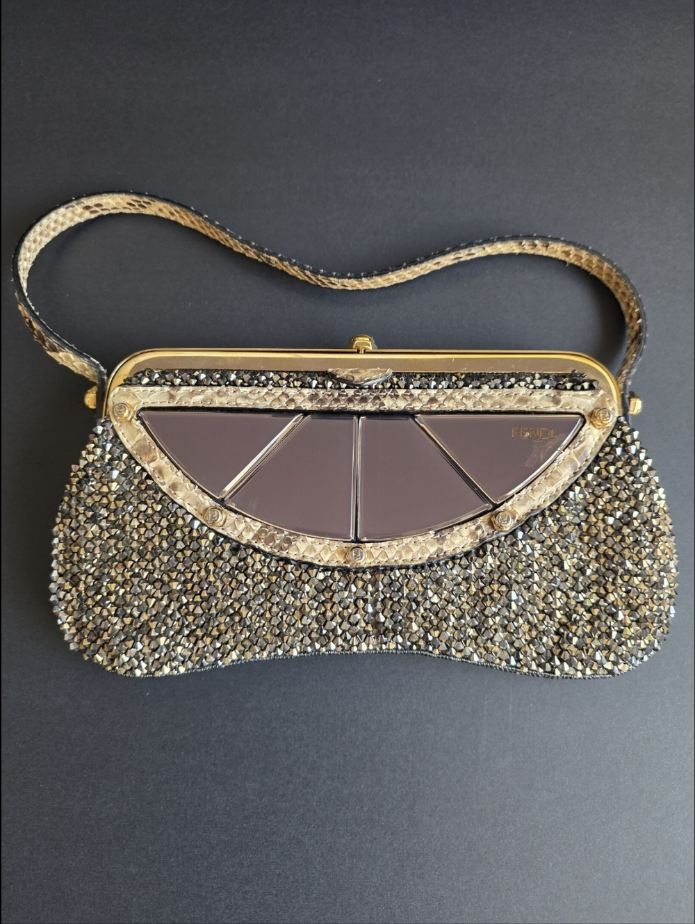 ULTRA RARE Vintage Fendi Crystal Mirror Baguette Python - Offers Welcome